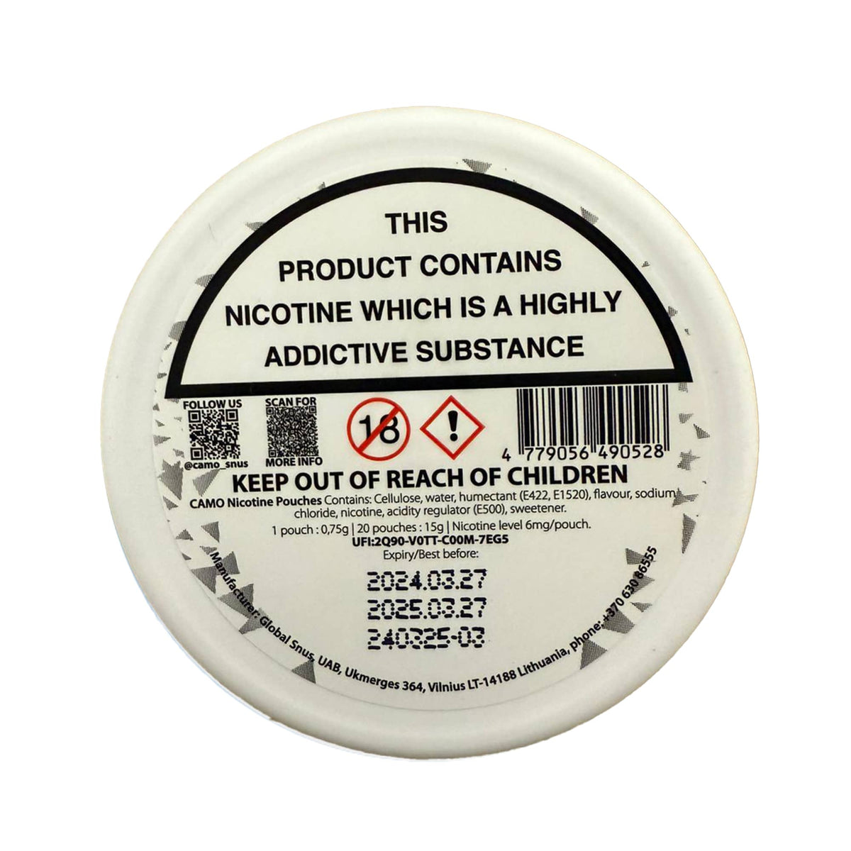 Camo Snus - Green Apple 12mg/pouch Nicotine Pouch